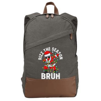 Rizz The Season Bruh Christmas Santa Claus Rizzler Cotton Canvas Backpack