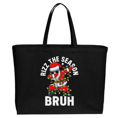 Rizz The Season Bruh Christmas Santa Claus Rizzler Cotton Canvas Jumbo Tote