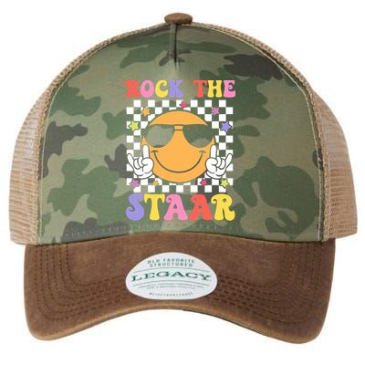 Rock The Staar Test Testing Day Smile Face Groovy Teacher  Legacy Tie Dye Trucker Hat