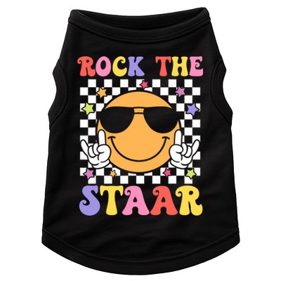 Rock The Staar Test Testing Day Smile Face Groovy Teacher  Doggie Tank