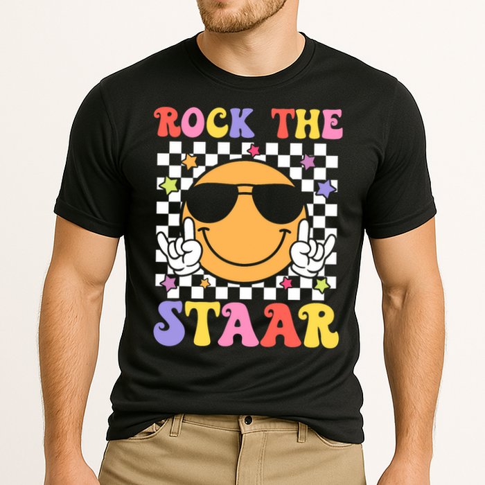 Rock The Staar Test Testing Day Smile Face Groovy Teacher  Performance Shirt