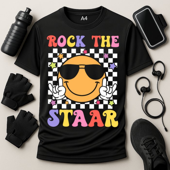 Rock The Staar Test Testing Day Smile Face Groovy Teacher  Performance Shirt