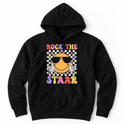 Rock The Staar Test Testing Day Smile Face Groovy Teacher  Hoodie