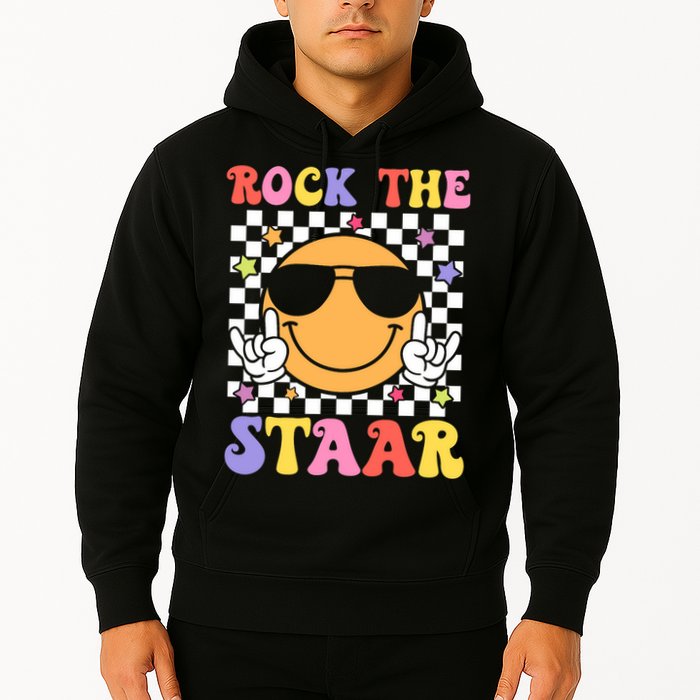 Rock The Staar Test Testing Day Smile Face Groovy Teacher  Hoodie
