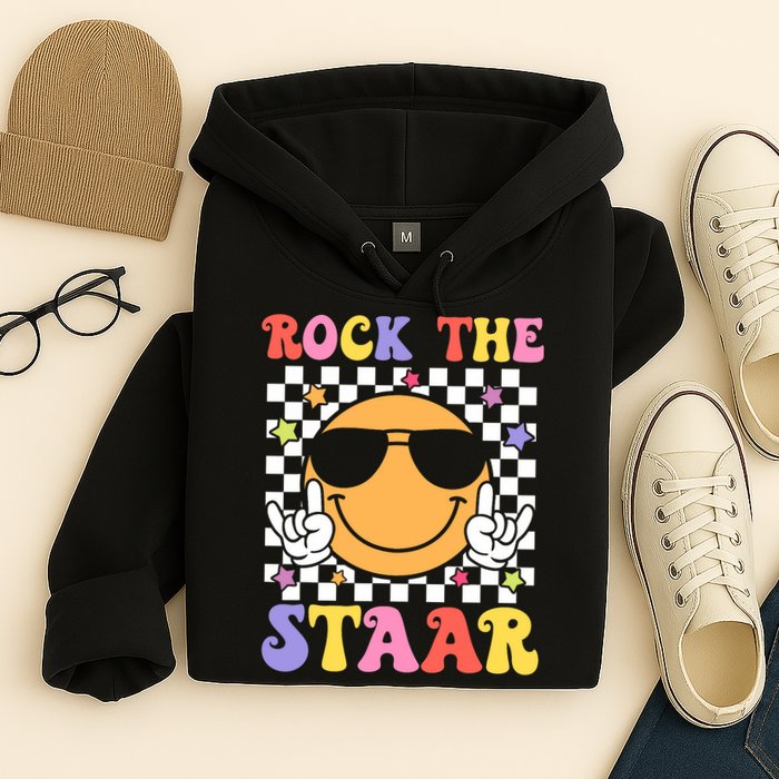 Rock The Staar Test Testing Day Smile Face Groovy Teacher  Hoodie