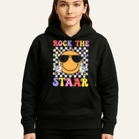 Rock The Staar Test Testing Day Smile Face Groovy Teacher  Hoodie