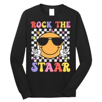 Rock The Staar Test Testing Day Smile Face Groovy Teacher  Long Sleeve Shirt