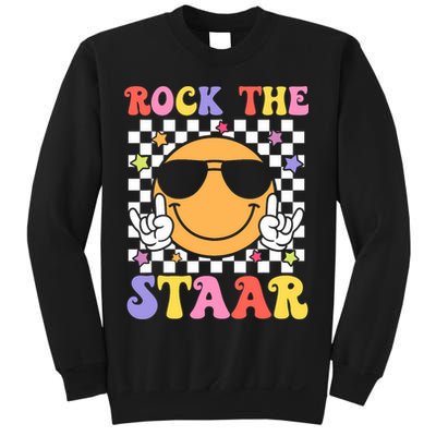 Rock The Staar Test Testing Day Smile Face Groovy Teacher  Sweatshirt