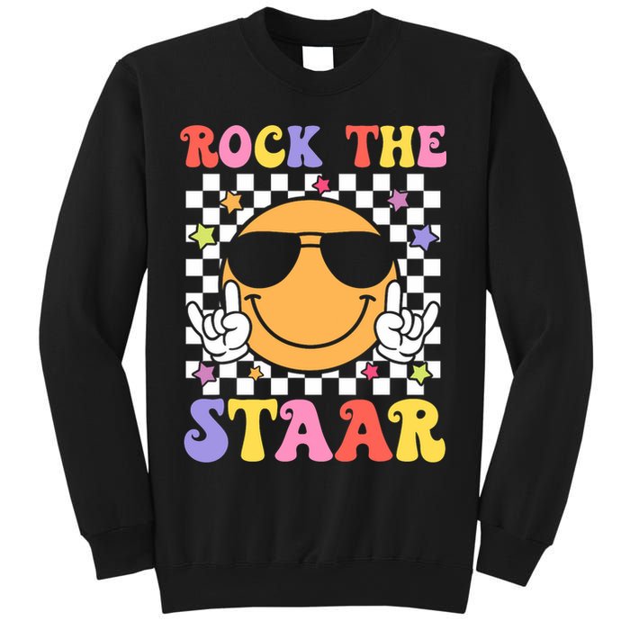 Rock The Staar Test Testing Day Smile Face Groovy Teacher  Sweatshirt