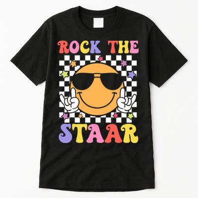 Rock The Staar Test Testing Day Smile Face Groovy Teacher  Tall T-Shirt