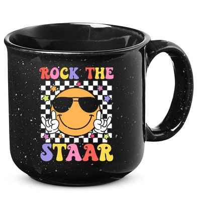 Rock The Staar Test Testing Day Smile Face Groovy Teacher  15oz Campfire Ceramic Mug
