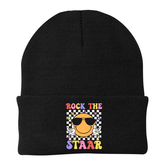 Rock The Staar Test Testing Day Smile Face Groovy Teacher  Beanie