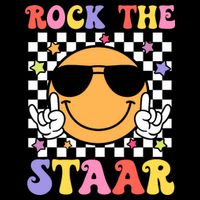 Rock The Staar Test Testing Day Smile Face Groovy Teacher  Drawstring Bag