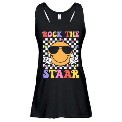 Rock The Staar Test Testing Day Smile Face Groovy Teacher  Ladies Essential Flowy Tank