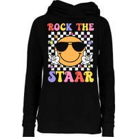 Rock The Staar Test Testing Day Smile Face Groovy Teacher  Womens Funnel Neck Pullover Hood