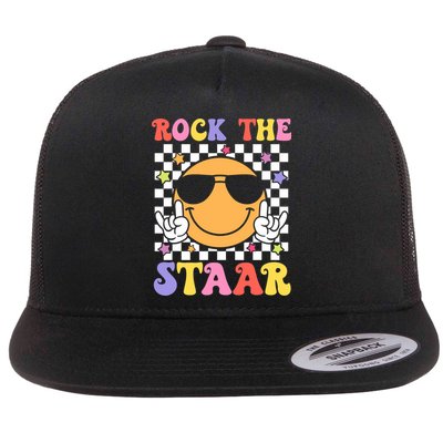 Rock The Staar Test Testing Day Smile Face Groovy Teacher  Flatbill Hat