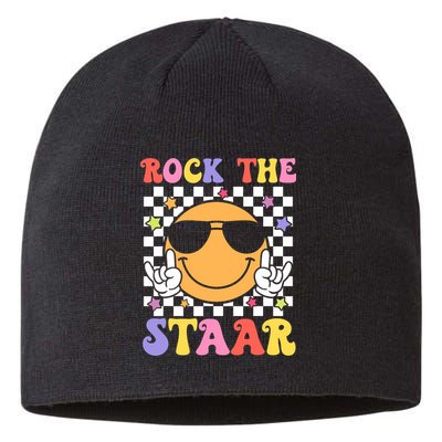 Rock The Staar Test Testing Day Smile Face Groovy Teacher  Sustainable Beanie