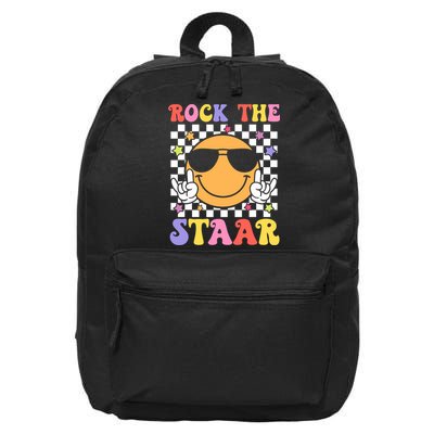 Rock The Staar Test Testing Day Smile Face Groovy Teacher  16 in Basic Backpack