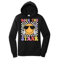 Rock The Staar Test Testing Day Smile Face Groovy Teacher  Women's Pullover Hoodie
