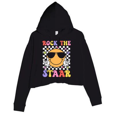 Rock The Staar Test Testing Day Smile Face Groovy Teacher  Crop Fleece Hoodie