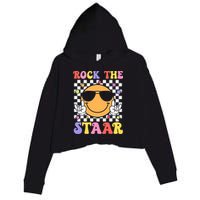 Rock The Staar Test Testing Day Smile Face Groovy Teacher  Crop Fleece Hoodie