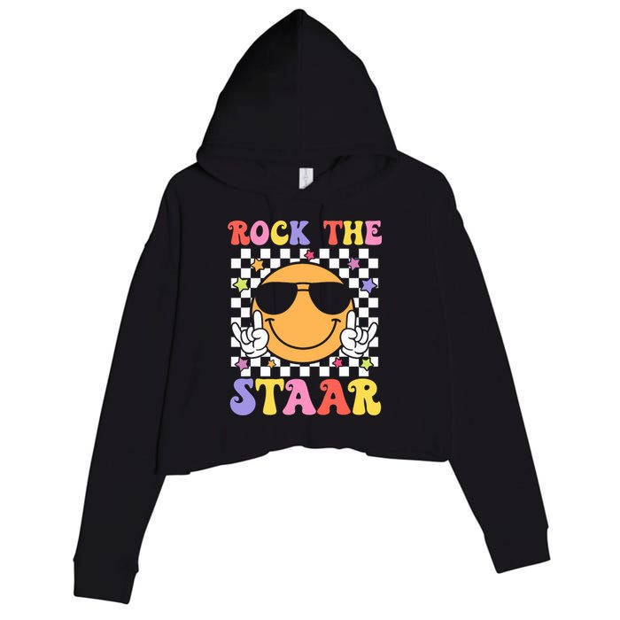 Rock The Staar Test Testing Day Smile Face Groovy Teacher  Crop Fleece Hoodie