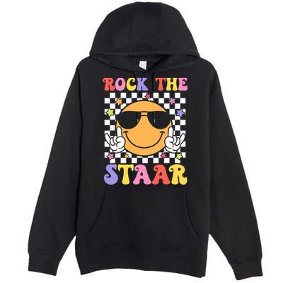 Rock The Staar Test Testing Day Smile Face Groovy Teacher  Premium Pullover Hoodie