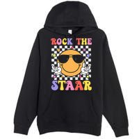 Rock The Staar Test Testing Day Smile Face Groovy Teacher  Premium Pullover Hoodie
