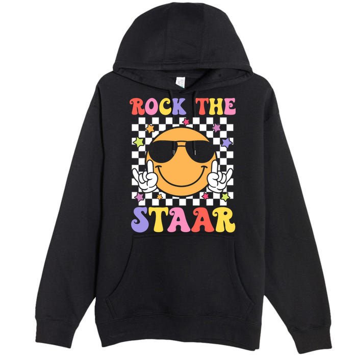 Rock The Staar Test Testing Day Smile Face Groovy Teacher  Premium Pullover Hoodie