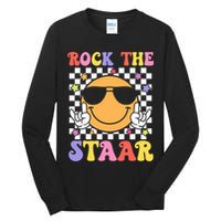 Rock The Staar Test Testing Day Smile Face Groovy Teacher  Tall Long Sleeve T-Shirt