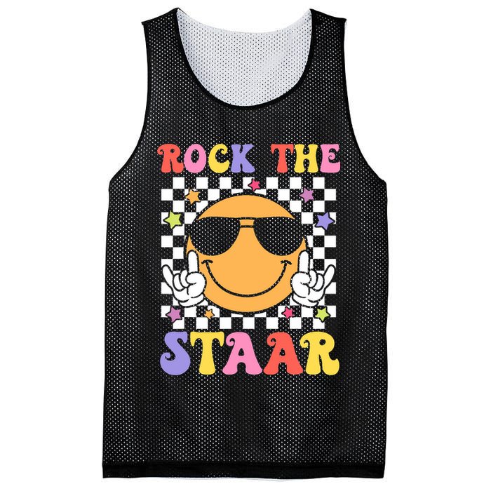 Rock The Staar Test Testing Day Smile Face Groovy Teacher  Mesh Reversible Basketball Jersey Tank