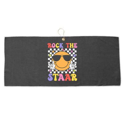 Rock The Staar Test Testing Day Smile Face Groovy Teacher  Large Microfiber Waffle Golf Towel