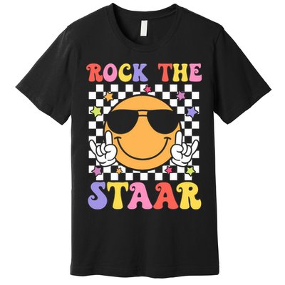 Rock The Staar Test Testing Day Smile Face Groovy Teacher  Premium T-Shirt