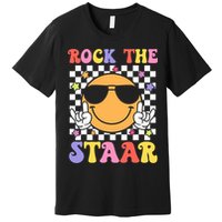 Rock The Staar Test Testing Day Smile Face Groovy Teacher  Premium T-Shirt