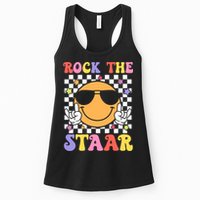 Rock The Staar Test Testing Day Smile Face Groovy Teacher  Womens Tank Top