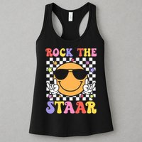 Rock The Staar Test Testing Day Smile Face Groovy Teacher  Womens Tank Top