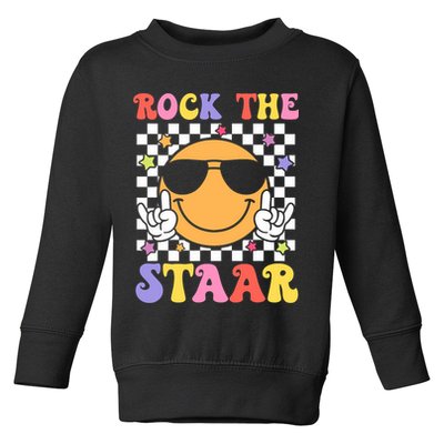 Rock The Staar Test Testing Day Smile Face Groovy Teacher  Toddler Sweatshirt