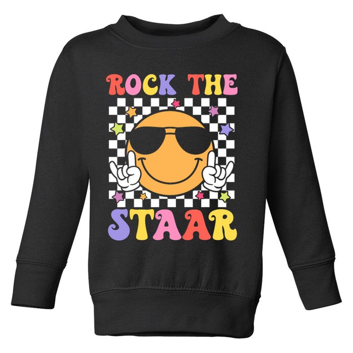 Rock The Staar Test Testing Day Smile Face Groovy Teacher  Toddler Sweatshirt