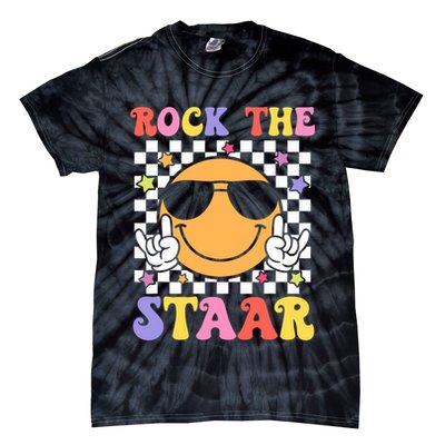 Rock The Staar Test Testing Day Smile Face Groovy Teacher  Tie-Dye T-Shirt