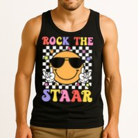 Rock The Staar Test Testing Day Smile Face Groovy Teacher  Tank Top