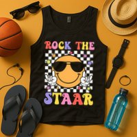 Rock The Staar Test Testing Day Smile Face Groovy Teacher  Tank Top