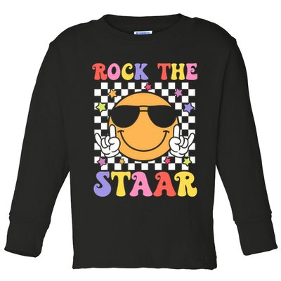 Rock The Staar Test Testing Day Smile Face Groovy Teacher  Toddler Long Sleeve Shirt