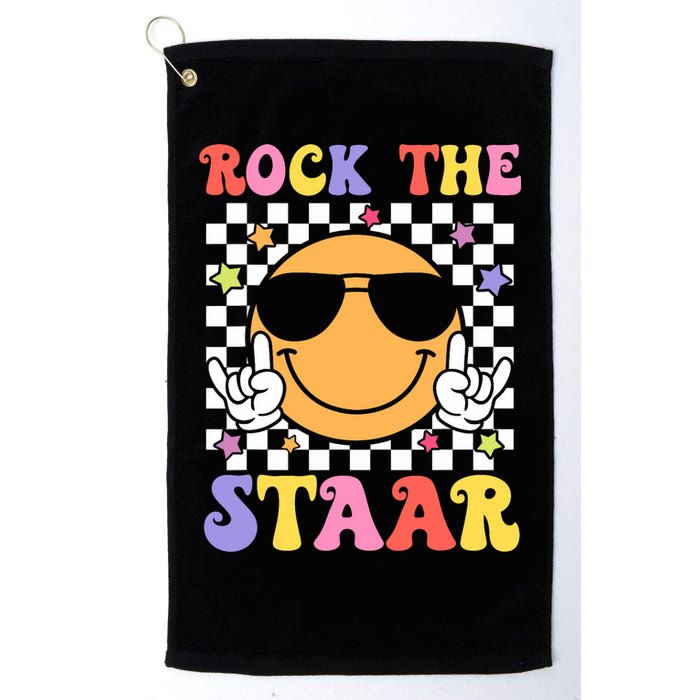 Rock The Staar Test Testing Day Smile Face Groovy Teacher  Golf Towel