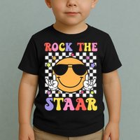 Rock The Staar Test Testing Day Smile Face Groovy Teacher  Toddler T-Shirt