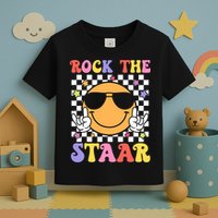 Rock The Staar Test Testing Day Smile Face Groovy Teacher  Toddler T-Shirt