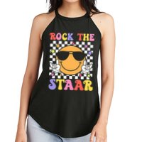 Rock The Staar Test Testing Day Smile Face Groovy Teacher  Women's Perfect Tri Rocker Tank
