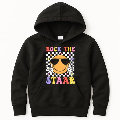Rock The Staar Test Testing Day Smile Face Groovy Teacher  Kids Hoodie