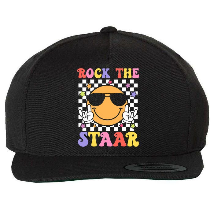 Rock The Staar Test Testing Day Smile Face Groovy Teacher  Wool Snapback Cap