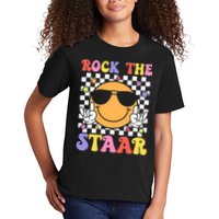 Rock The Staar Test Testing Day Smile Face Groovy Teacher  Kids T-Shirt