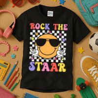 Rock The Staar Test Testing Day Smile Face Groovy Teacher  Kids T-Shirt